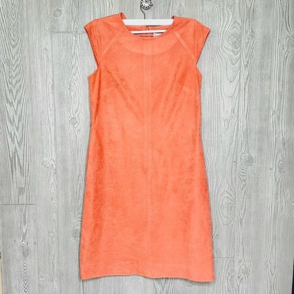 Vintage 1950 jeanne durrell dress burnt orange soft velvet feel cap sleeve w/poc